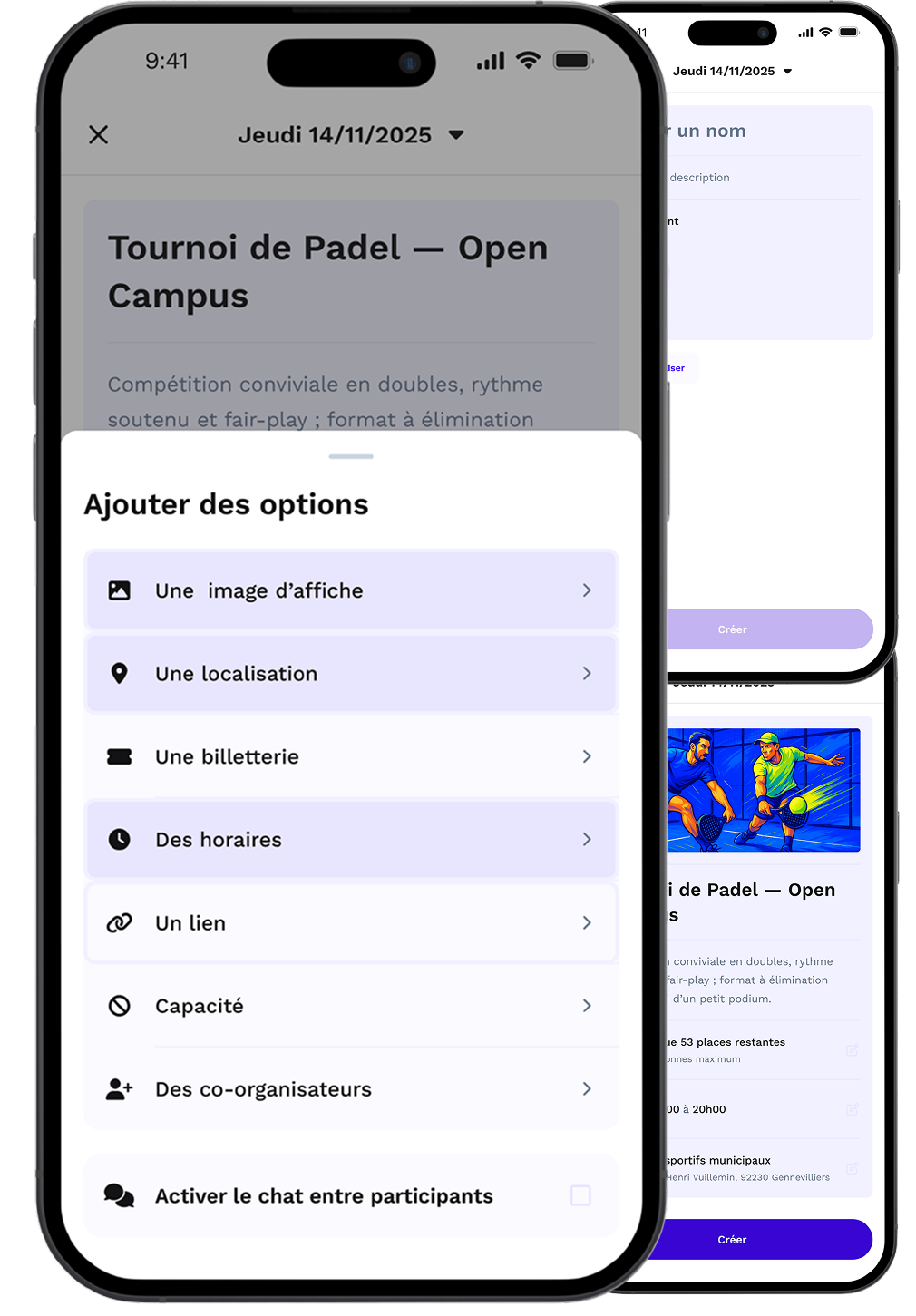 Création d'événements